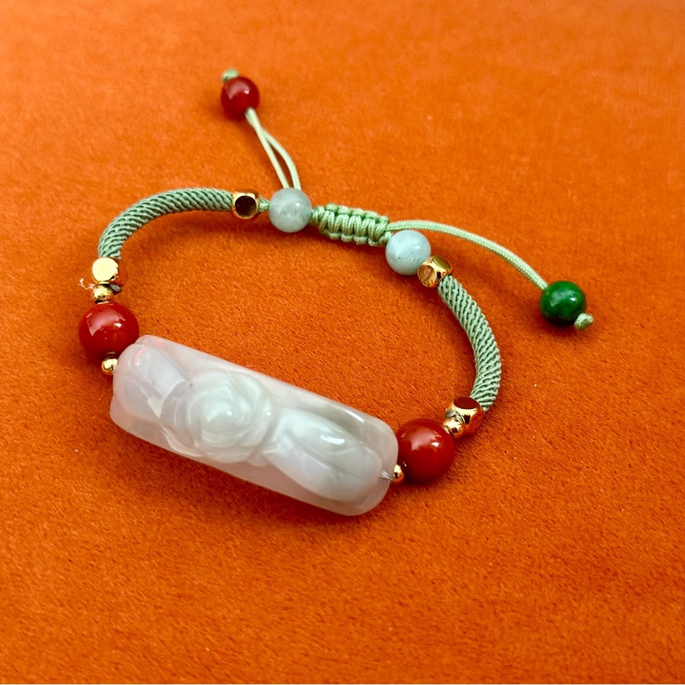 Jade Carved Flower Bracelet